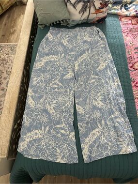 XL Roxy Light Blue Wide-Leg Floral Beach Pants